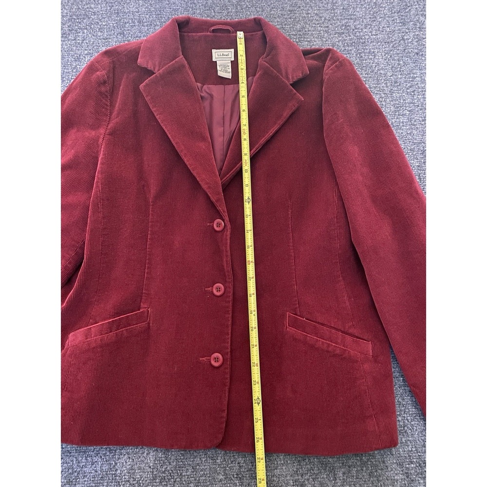 LL Bean  Womens Corduroy Blazer 20 Petite Burgundy  Vintage Classic Academia Y2K - Picture 4 of 9